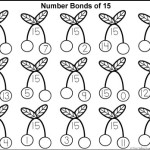 Free math printables for Kindergarten and Grade 1. Number Bonds of 15 colouring worksheet.